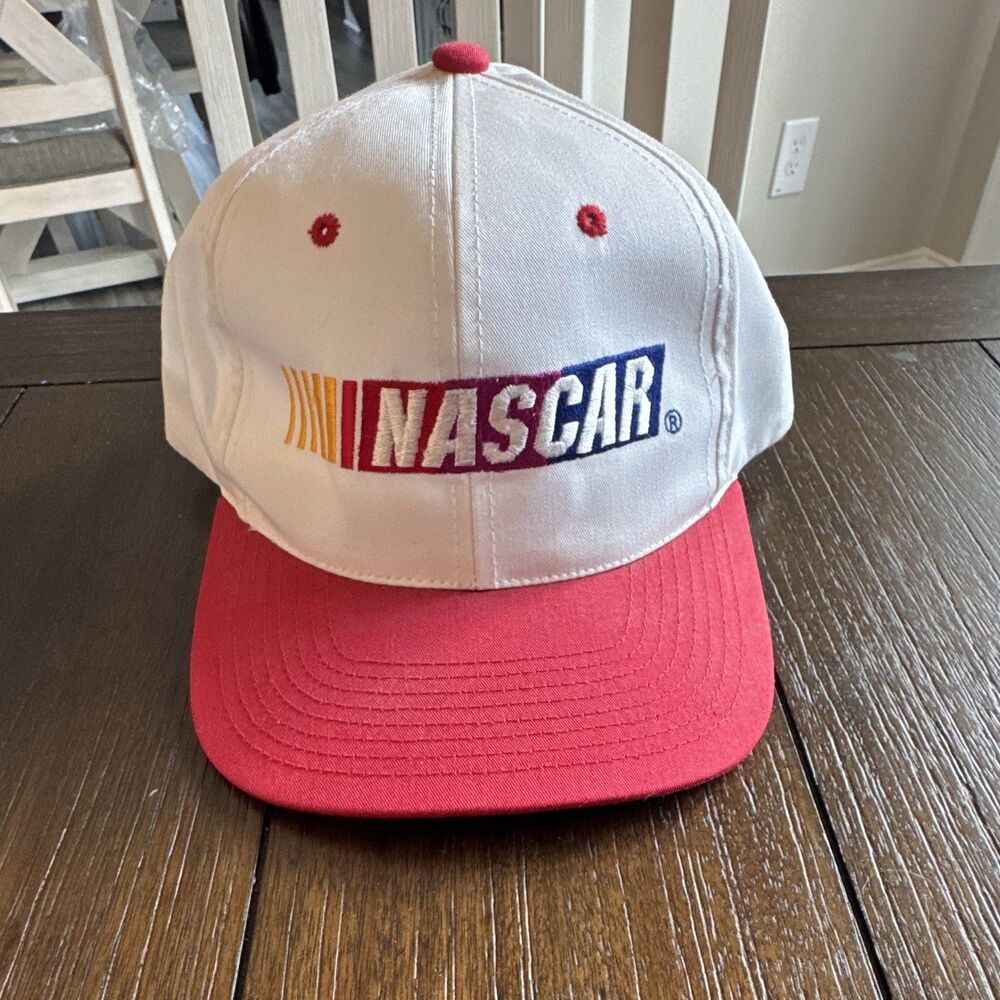 NASCAR Racing Snapback Hat Vintage Red White Adjustable Cap
